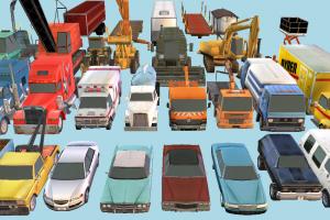 54 Cars and Trucks collection, cars, trucks, planes, motorcycle, pack, package, vehicle, transport, carriage, lowpoly